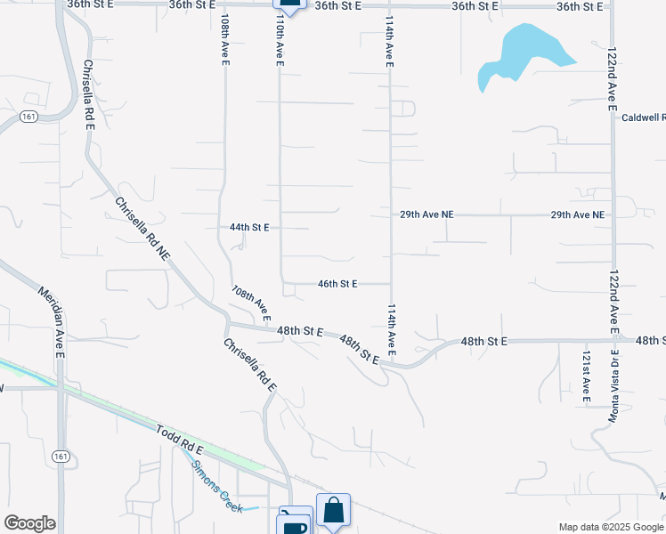 map of restaurants, bars, coffee shops, grocery stores, and more near 11122 45th Street East in Edgewood