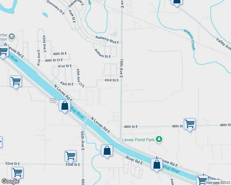 map of restaurants, bars, coffee shops, grocery stores, and more near 4512 70th Avenue East in Fife