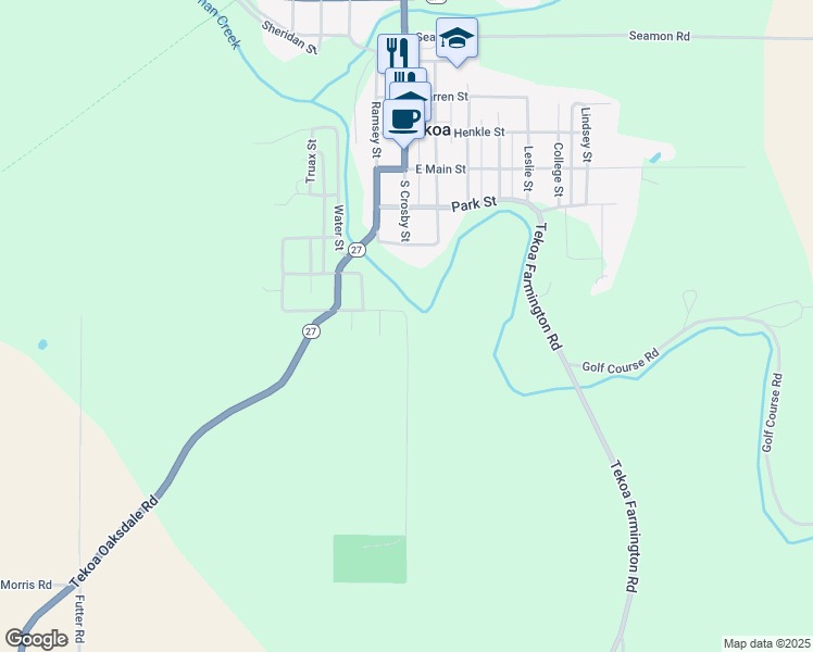 map of restaurants, bars, coffee shops, grocery stores, and more near South Crosby Street in Tekoa