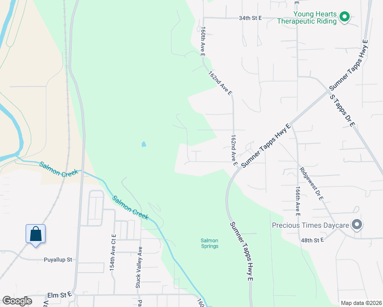 map of restaurants, bars, coffee shops, grocery stores, and more near 4207 159th Avenue Court East in Sumner