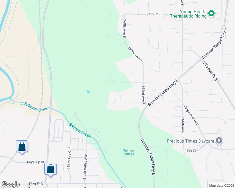 map of restaurants, bars, coffee shops, grocery stores, and more near 4207 159th Avenue Court East in Sumner