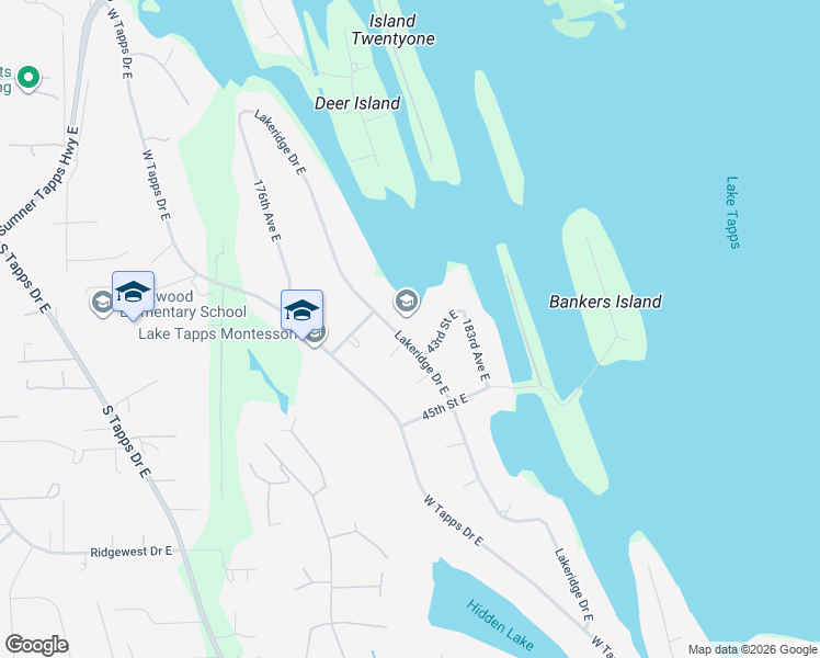 map of restaurants, bars, coffee shops, grocery stores, and more near 4209 Lakeridge Drive East in Lake Tapps
