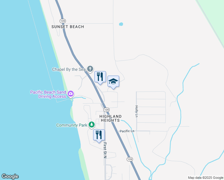 map of restaurants, bars, coffee shops, grocery stores, and more near 17 Campbell Lane in Pacific Beach