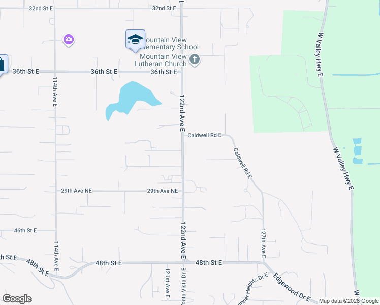 map of restaurants, bars, coffee shops, grocery stores, and more near 4101 122nd Avenue East in Edgewood