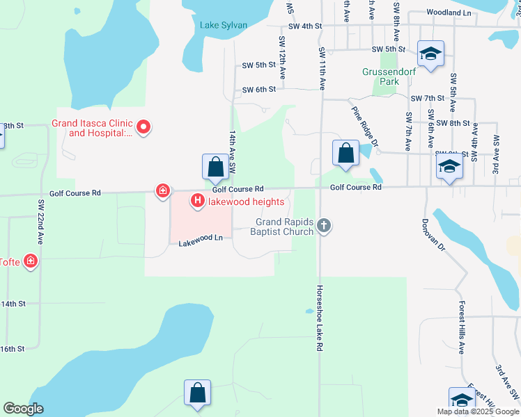 map of restaurants, bars, coffee shops, grocery stores, and more near 1240 Golf Course Road in Grand Rapids