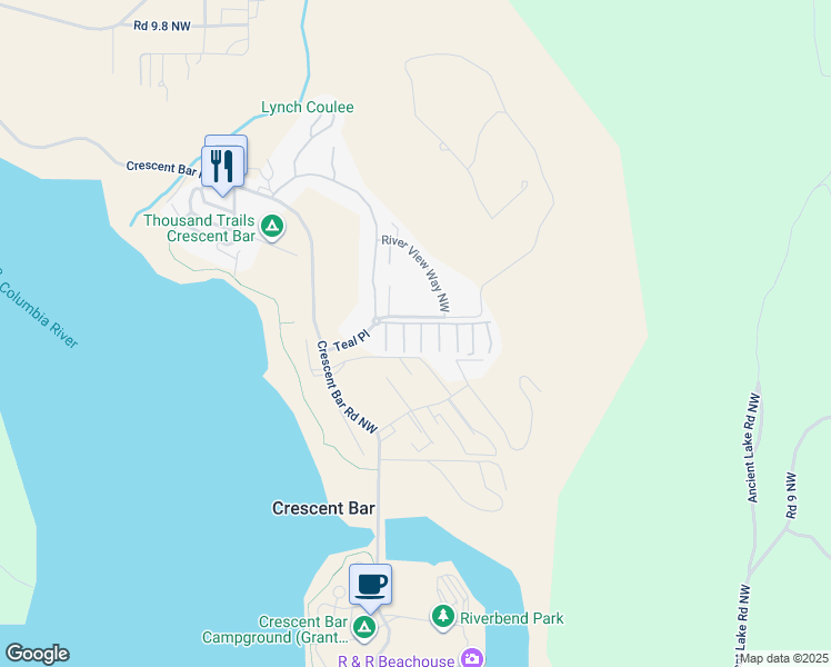 map of restaurants, bars, coffee shops, grocery stores, and more near 9108 Eagle Lane Northwest in Quincy