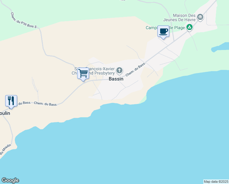 map of restaurants, bars, coffee shops, grocery stores, and more near 150 Chemin Sullivan in Gaspésie–Îles-de-la-Madeleine