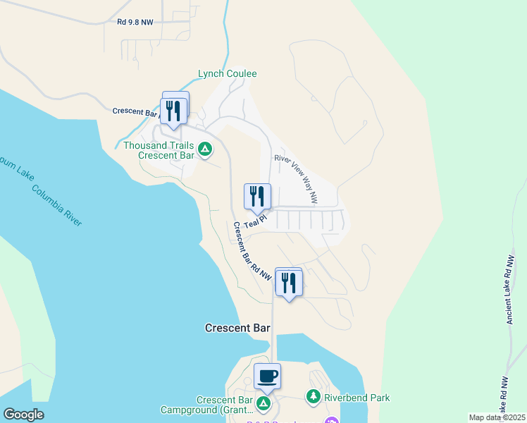 map of restaurants, bars, coffee shops, grocery stores, and more near 23572 Sunserra Loop in Quincy
