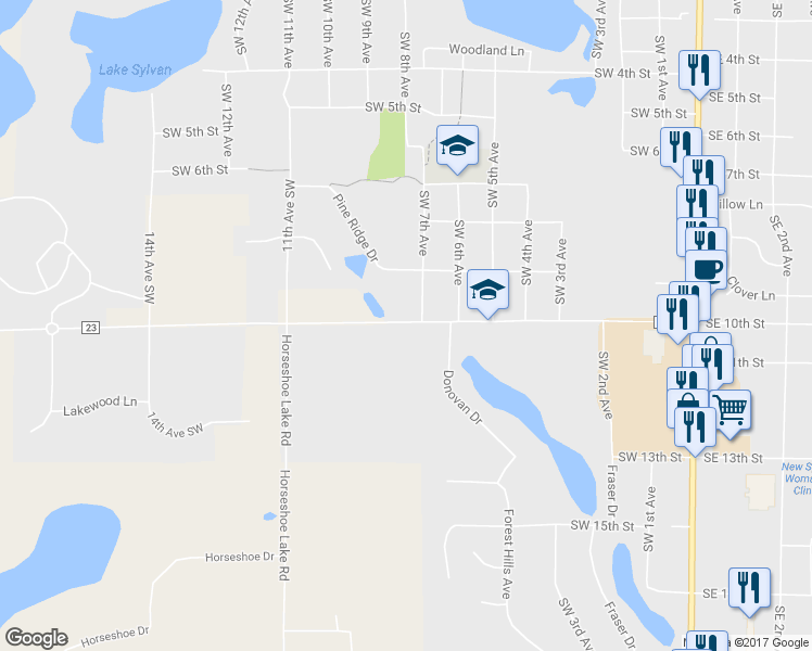 map of restaurants, bars, coffee shops, grocery stores, and more near 1002 Golf Course Road in Grand Rapids