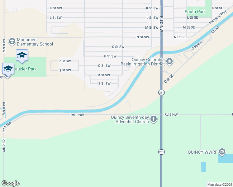 map of restaurants, bars, coffee shops, grocery stores, and more near 1912 4th Avenue Southwest in Quincy