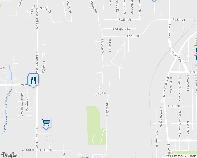 map of restaurants, bars, coffee shops, grocery stores, and more near 3929 Mason Loop Road in Tacoma