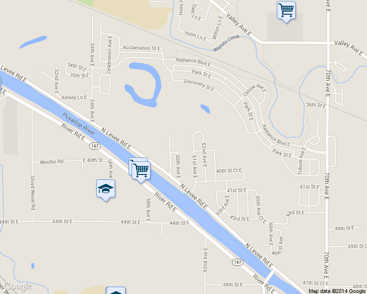 map of restaurants, bars, coffee shops, grocery stores, and more near 3829 59th Ave Ct E in Fife