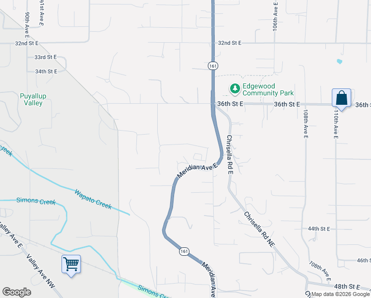 map of restaurants, bars, coffee shops, grocery stores, and more near 3926 Meridian Avenue East in Edgewood