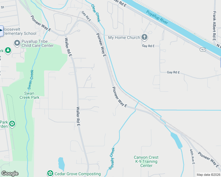 map of restaurants, bars, coffee shops, grocery stores, and more near 3516 Pioneer Way East in Tacoma