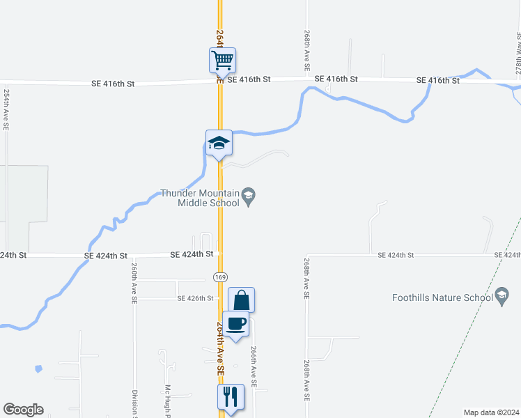 map of restaurants, bars, coffee shops, grocery stores, and more near 42018 264th Avenue Southeast in Enumclaw