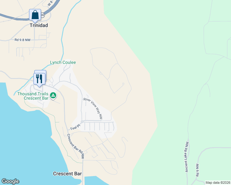 map of restaurants, bars, coffee shops, grocery stores, and more near 9769 Ridgeview Drive Northwest in Quincy