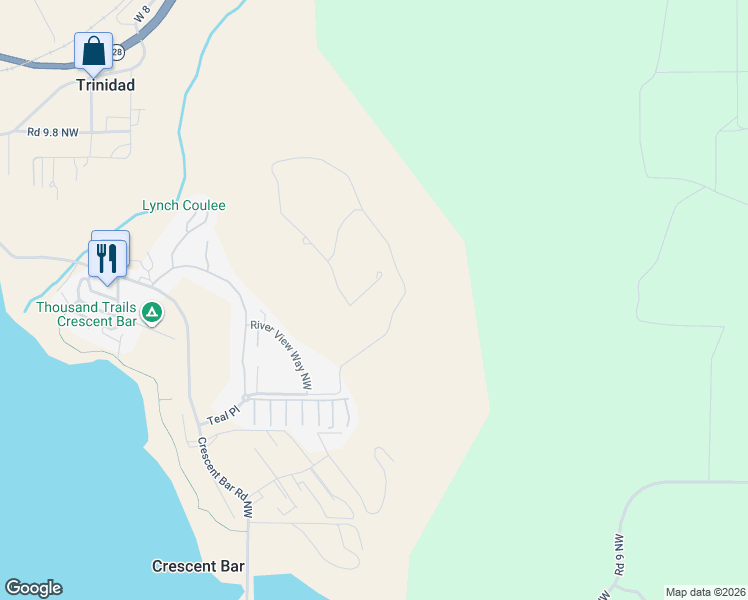 map of restaurants, bars, coffee shops, grocery stores, and more near 9769 Ridgeview Drive Northwest in Quincy
