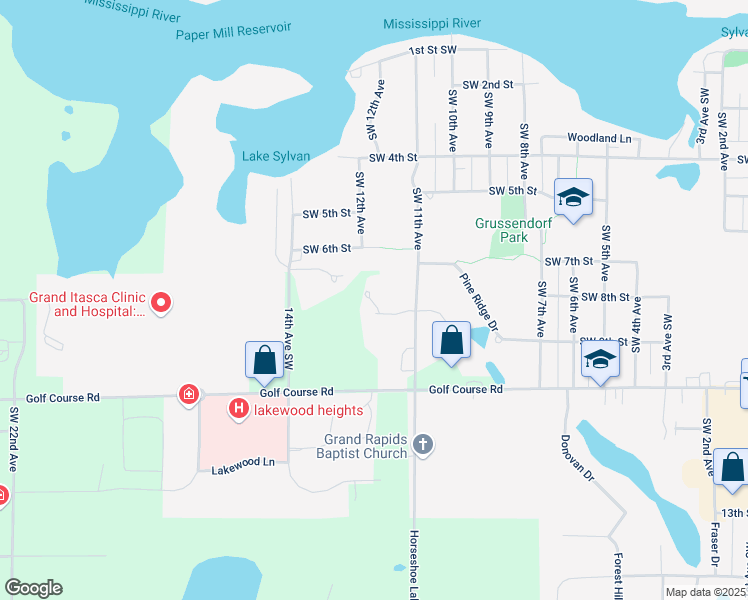 map of restaurants, bars, coffee shops, grocery stores, and more near 1200 Southwest 6th Street in Grand Rapids
