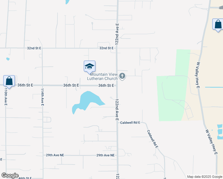 map of restaurants, bars, coffee shops, grocery stores, and more near 12114 36th Street East in Edgewood