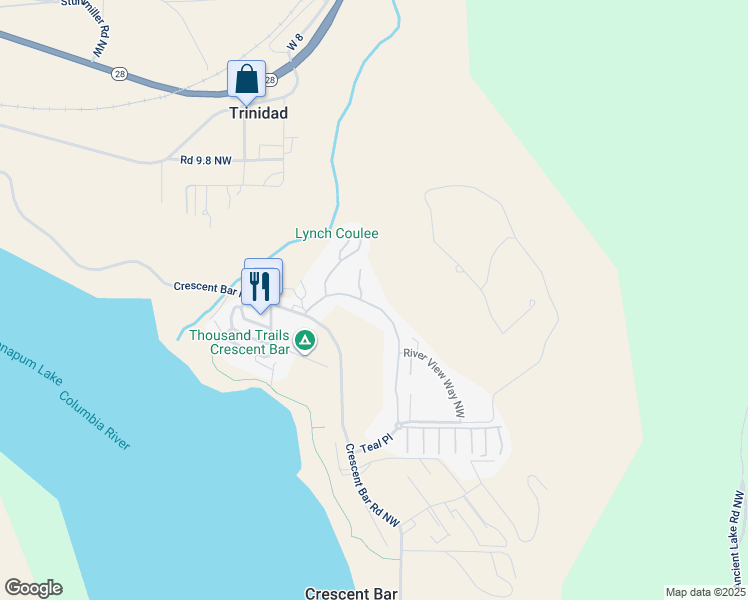 map of restaurants, bars, coffee shops, grocery stores, and more near 23205 Sunserra Loop in Quincy