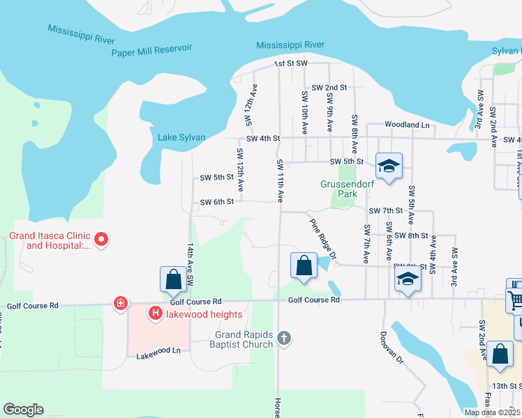 map of restaurants, bars, coffee shops, grocery stores, and more near 1200 Southwest 6th Street in Grand Rapids