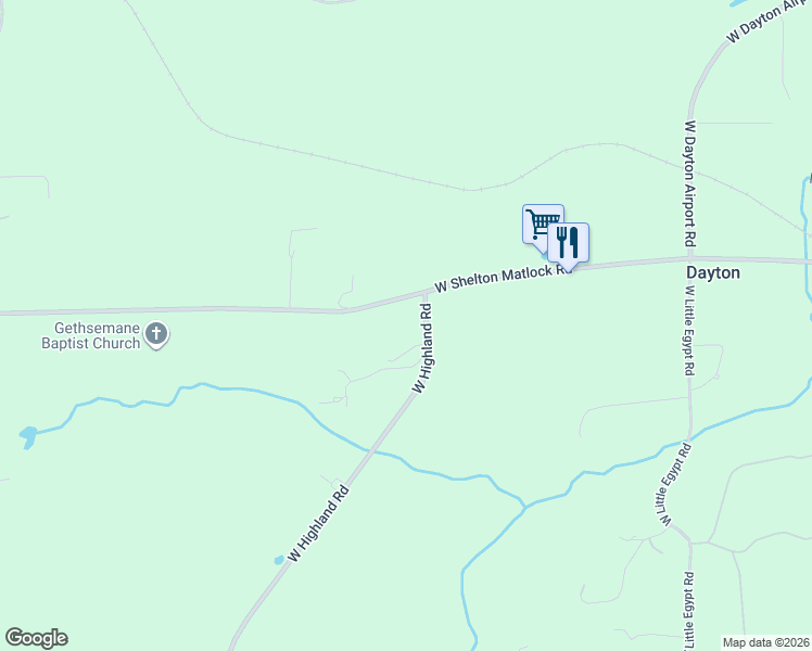 map of restaurants, bars, coffee shops, grocery stores, and more near 7820 West Shelton Matlock Road in Shelton