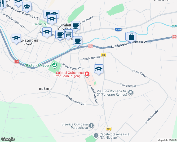 map of restaurants, bars, coffee shops, grocery stores, and more near in Șimleu Silvaniei
