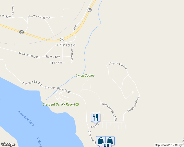 map of restaurants, bars, coffee shops, grocery stores, and more near 9349 Canyon Drive Northwest in Quincy