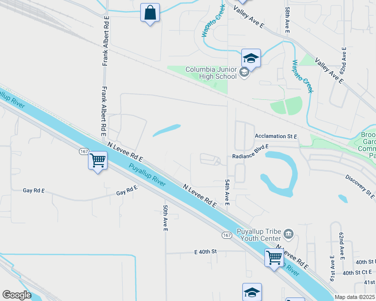 map of restaurants, bars, coffee shops, grocery stores, and more near 3354 52nd Avenue East in Tacoma