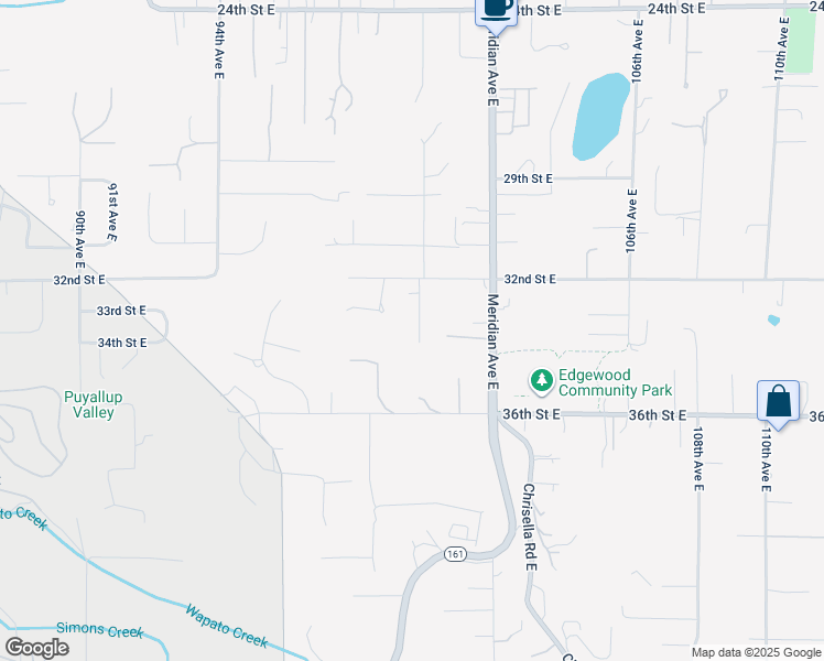 map of restaurants, bars, coffee shops, grocery stores, and more near 3301 100th Avenue East in Edgewood