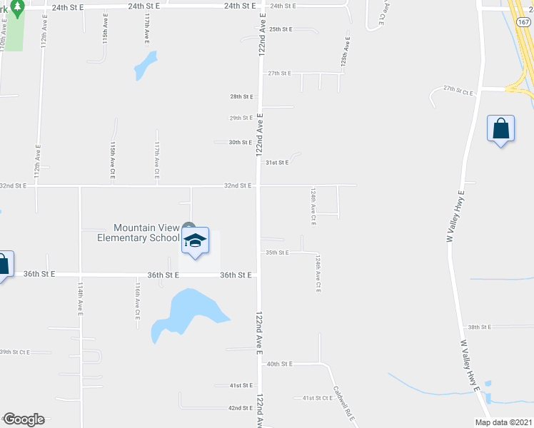 map of restaurants, bars, coffee shops, grocery stores, and more near 3307 122nd Avenue East in Edgewood