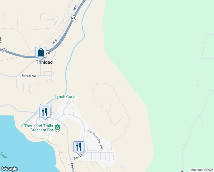 map of restaurants, bars, coffee shops, grocery stores, and more near Ridgeview Drive Northwest in Quincy