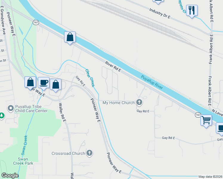 map of restaurants, bars, coffee shops, grocery stores, and more near 3029 35th Avenue East in Tacoma