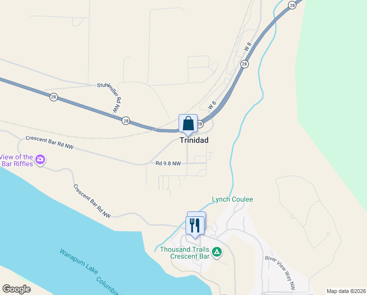 map of restaurants, bars, coffee shops, grocery stores, and more near 23824 Road 9.8 Northwest in Quincy