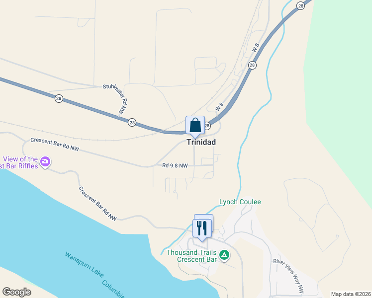 map of restaurants, bars, coffee shops, grocery stores, and more near 23824 Road 9.8 Northwest in Quincy