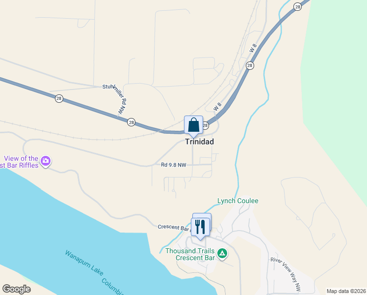 map of restaurants, bars, coffee shops, grocery stores, and more near 23824 Road 9.8 Northwest in Quincy