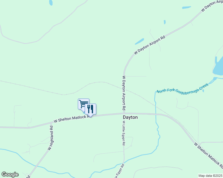 map of restaurants, bars, coffee shops, grocery stores, and more near 4530 West Dayton Airport Road in Shelton