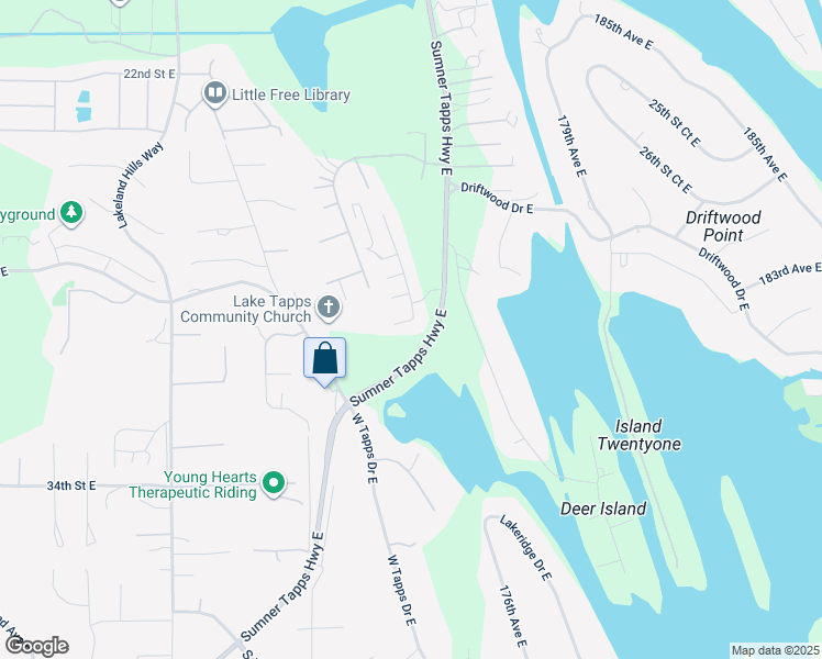 map of restaurants, bars, coffee shops, grocery stores, and more near 17226 29th Street East in Bonney Lake