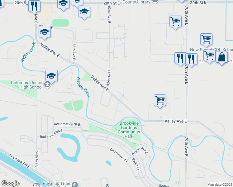 map of restaurants, bars, coffee shops, grocery stores, and more near 6212 Sheffield Lane East in Fife
