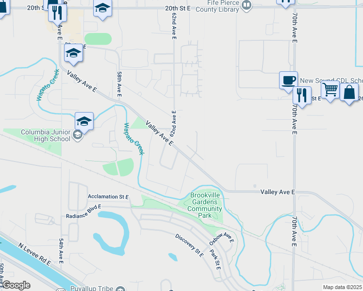 map of restaurants, bars, coffee shops, grocery stores, and more near 6212 Sheffield Lane East in Fife