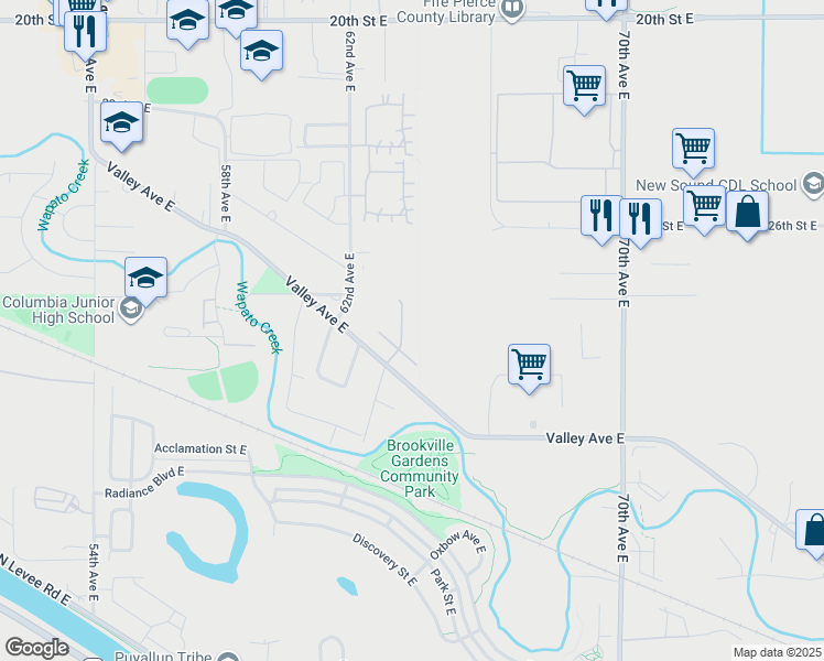 map of restaurants, bars, coffee shops, grocery stores, and more near 2909 Wilton Lane East in Fife