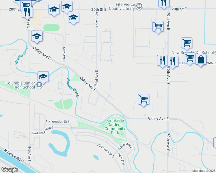 map of restaurants, bars, coffee shops, grocery stores, and more near 6212 Sheffield Lane East in Fife