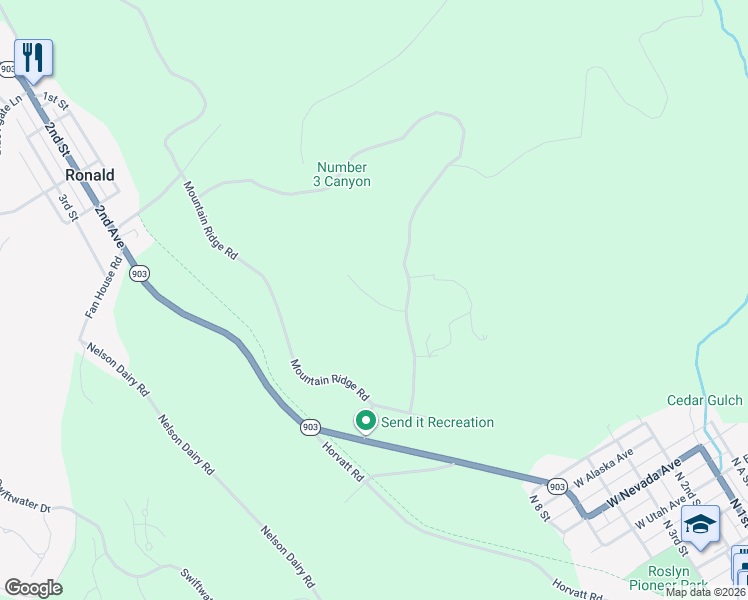 map of restaurants, bars, coffee shops, grocery stores, and more near Indigo Lane in Ronald