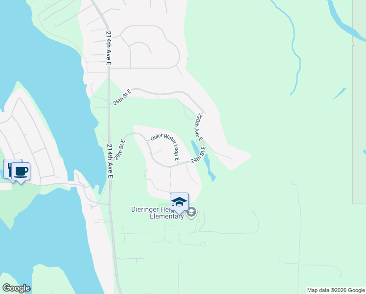 map of restaurants, bars, coffee shops, grocery stores, and more near 21719 Quiet Water Loop East in Lake Tapps