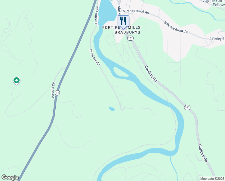 map of restaurants, bars, coffee shops, grocery stores, and more near 136 Bradbury Road in Fort Kent