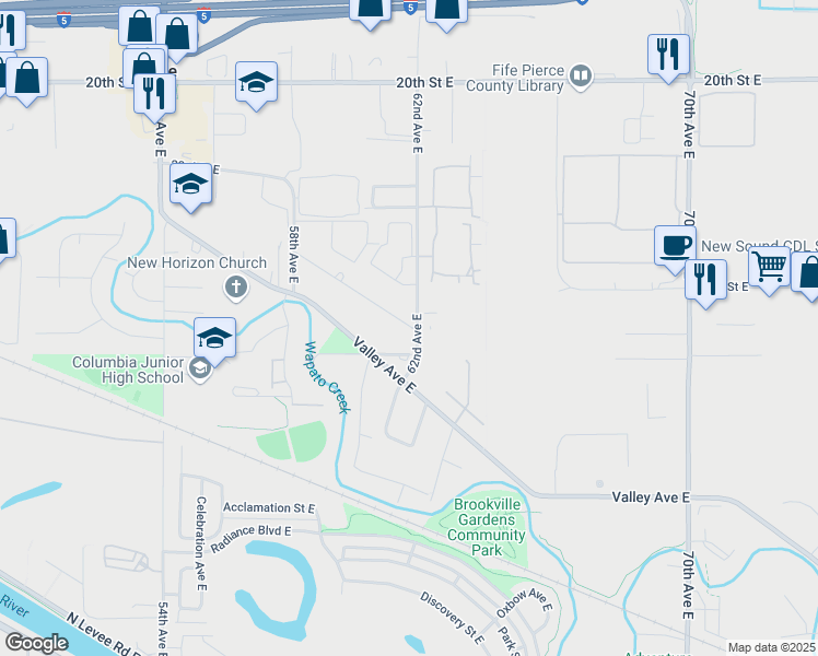 map of restaurants, bars, coffee shops, grocery stores, and more near in Tacoma