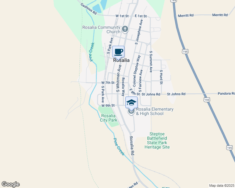 map of restaurants, bars, coffee shops, grocery stores, and more near 800 Inland Empire Highway in Rosalia