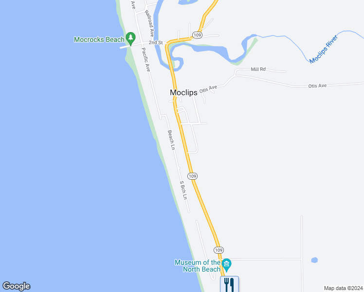 map of restaurants, bars, coffee shops, grocery stores, and more near 4763 Washington 109 in Moclips
