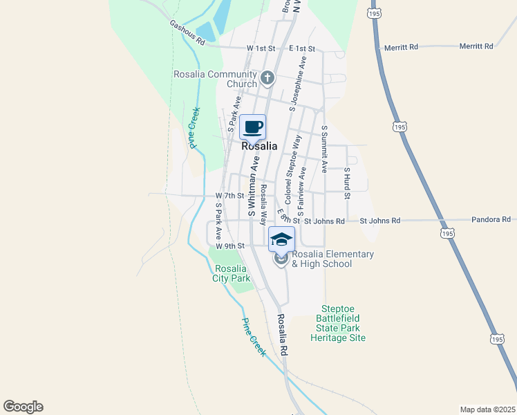 map of restaurants, bars, coffee shops, grocery stores, and more near 710 Inland Empire Highway in Rosalia