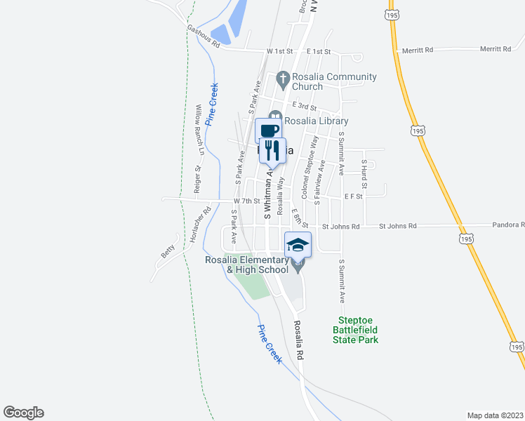 map of restaurants, bars, coffee shops, grocery stores, and more near 710 Inland Empire Highway in Rosalia